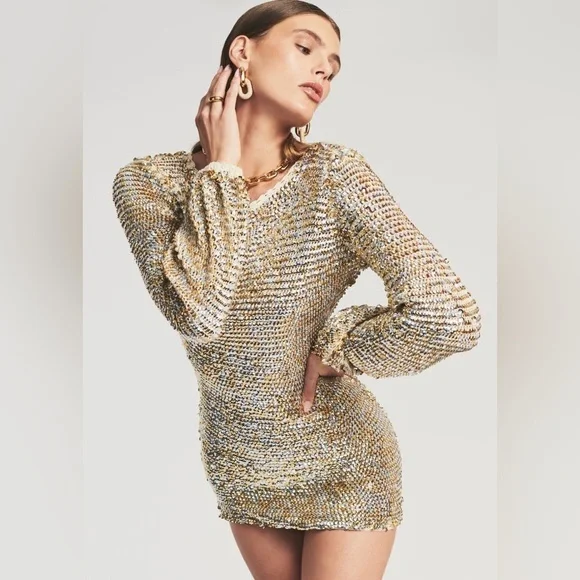 Rétrofete TARA SEQUIN CROCHET DRESS - Picture 2 of 6